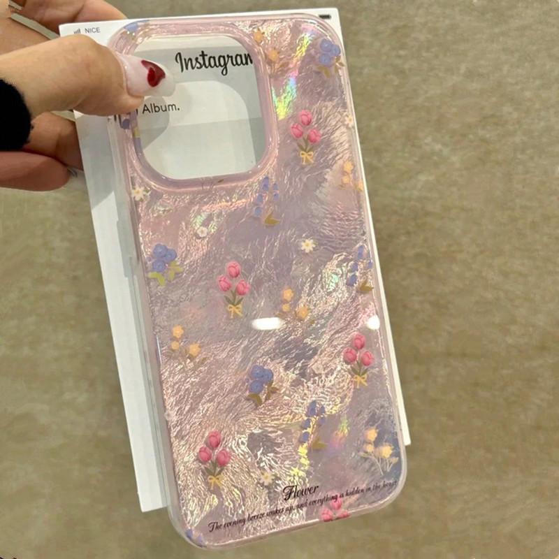 Lovely Pink Floral Fashion Vortex Pattern Phone Case for iPhone 16 15 14 13 12 11 Pro Max XS XR X 7 8 Plus Silicone Soft Cover