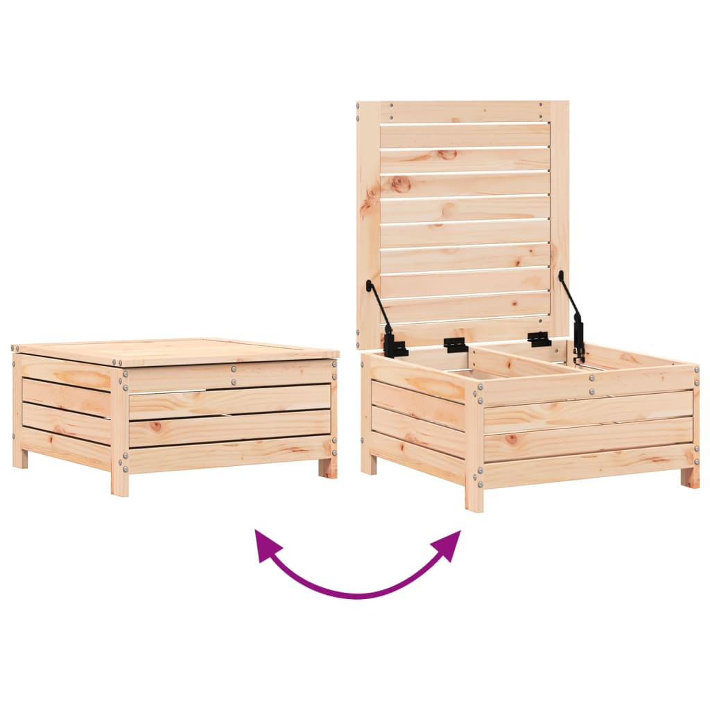 Garden Footstool with Cushion Solid Pine Wood