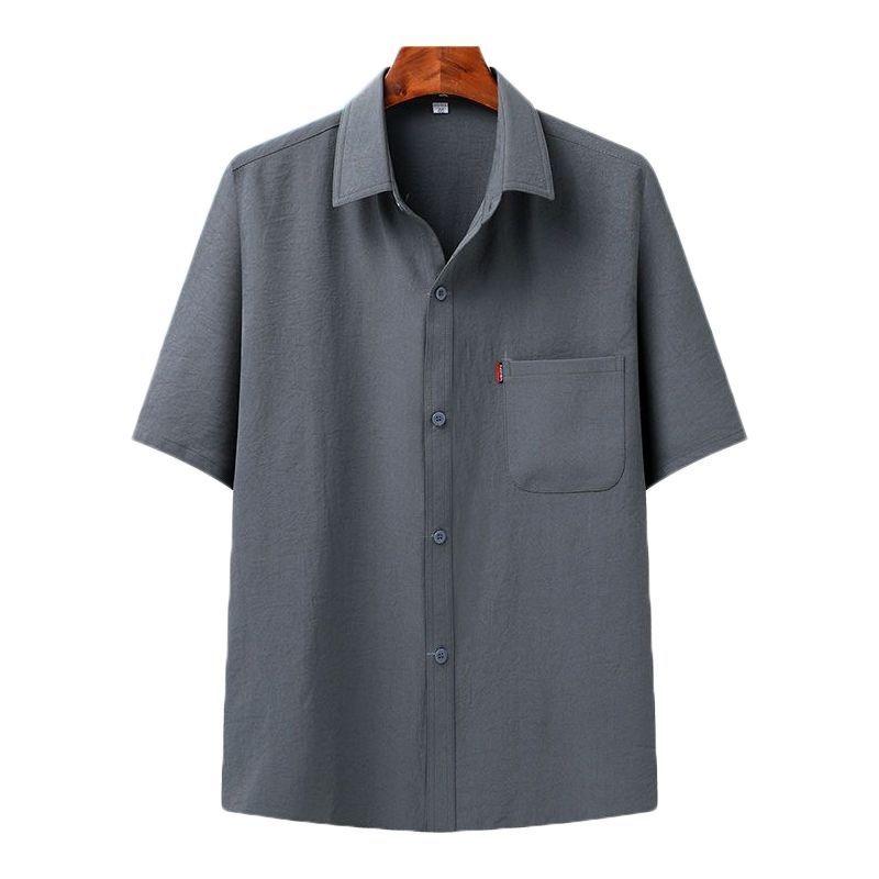 Pants Summer Leisure All Match Middle Aged Old Dad Men Fashion Trend Grandpa Loose Lapel Half Sleeve Shirt Set