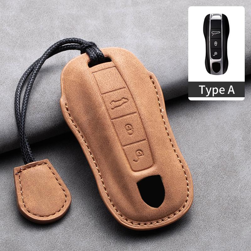 

Leather Car Remote Key Case Cover For Porsche 958 Macan 911 Panamera 996 991 987 924 Gt3 Boxster 987 997 Cayman 987