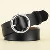 Belt Women'S Leather Belt, Women'S Round Buckle Cowhide Belt, Belt Women'S