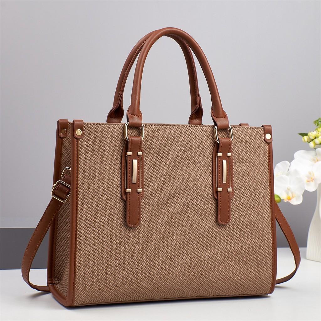 Vintage Retro Pu Leather Womens Casual Tote Bag With Zipper For Daily Use
