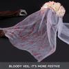 Adult Gothic Bride Halloween Costume Veil Flower Headband Bloody Hairhoop Dark Series Scary Ghost Bride Facemask Props