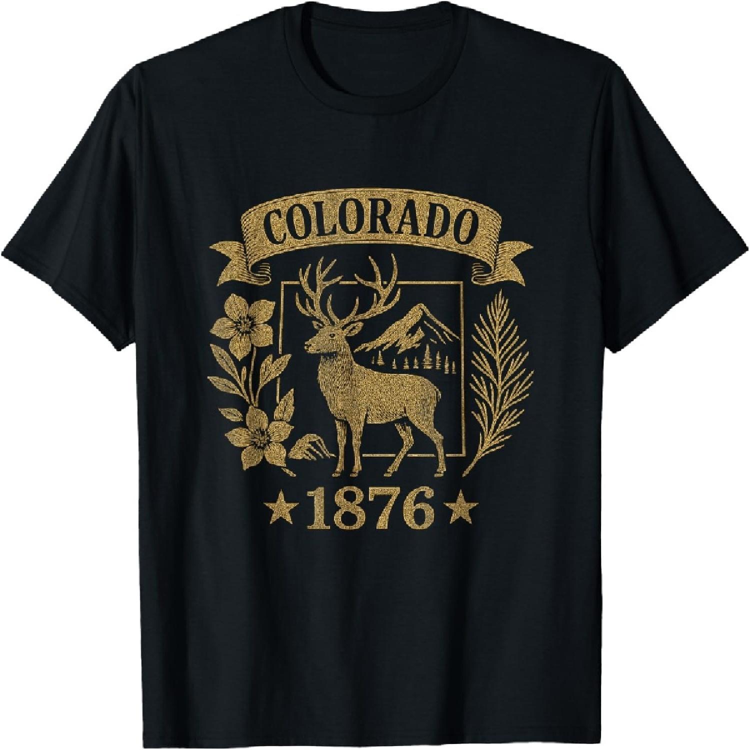 Colorado 1876 Vintage Elk Retro Mountains Nature Pride T-Shirt XXXXXL разноцветный