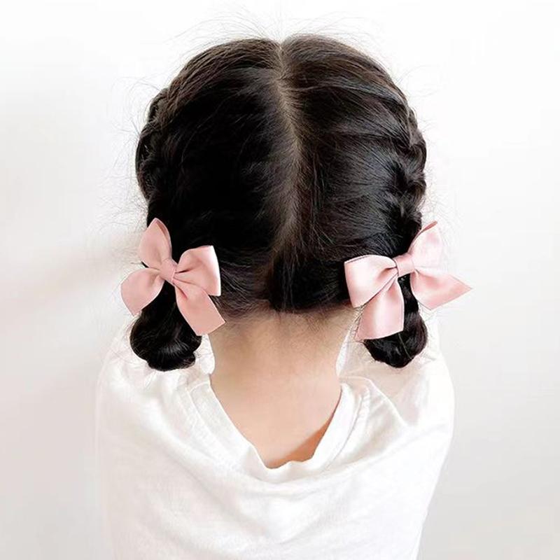 2Pairs Lovely Bow Headgear Sweet Little Girl Hair Accessories Summer Girls Net Red Baby Hairpins Children Hair Clips Gifts
