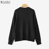 ZANZEA Autumn Women V Neck Long Sleeve Solid Color Casual Loose Sweaters Jumpers