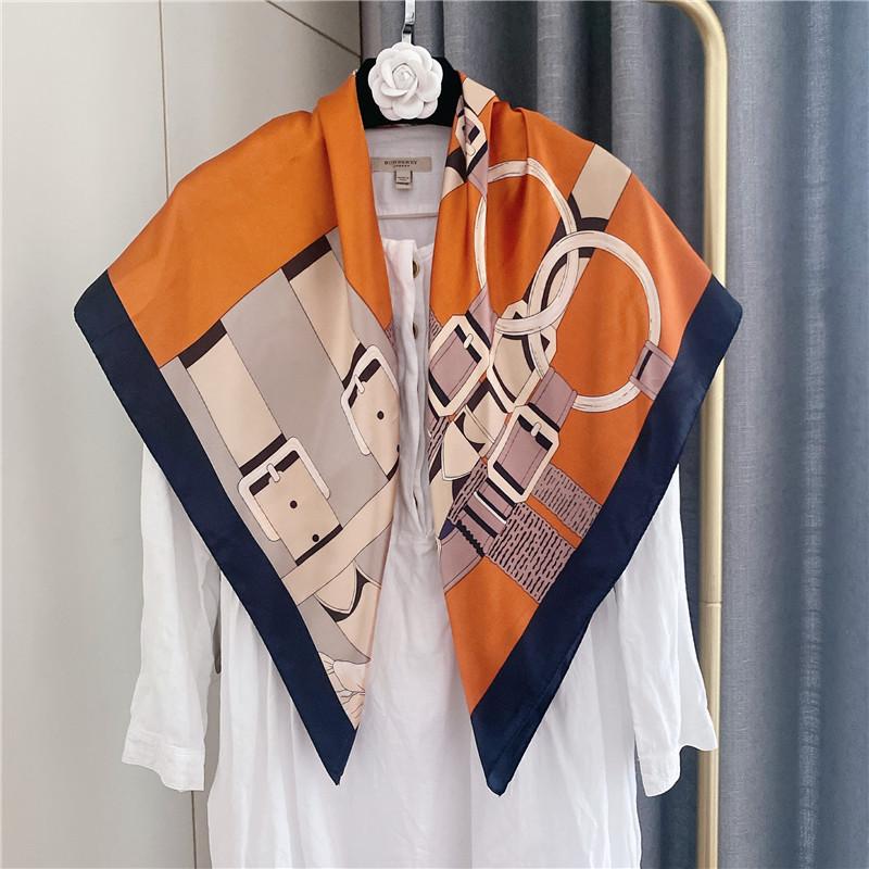 New 90cm Silk Scarf Women Print Hair Neck Square Office Ladies Shawl Bandanna Muslim Hijab Handkerchief Muffler Foulard female