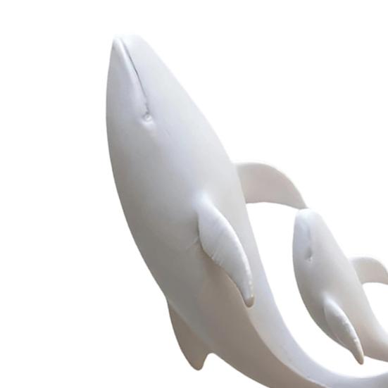Whale Art for Nursery Decor 3D Printed Ornaments, Mother And Child Figurines, Modern Minimalist Double Sculpture Home Office Matte Solid Color