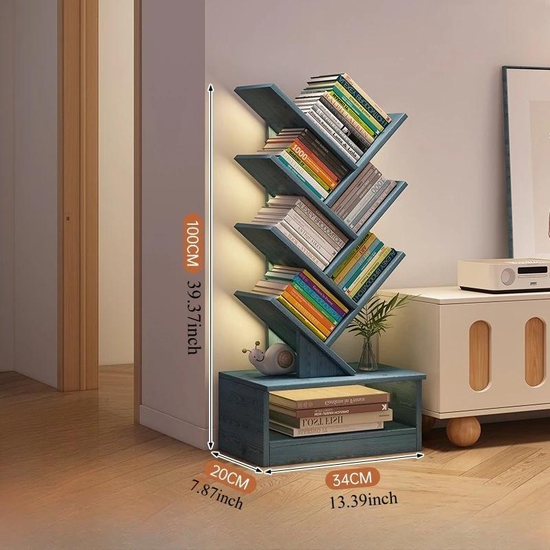 Solid Wood Tree-shaped Bookshelf Floor-to-ceiling Does Not Take Up Space Shelf Living Room Storage Shelf Display Shelf Household
