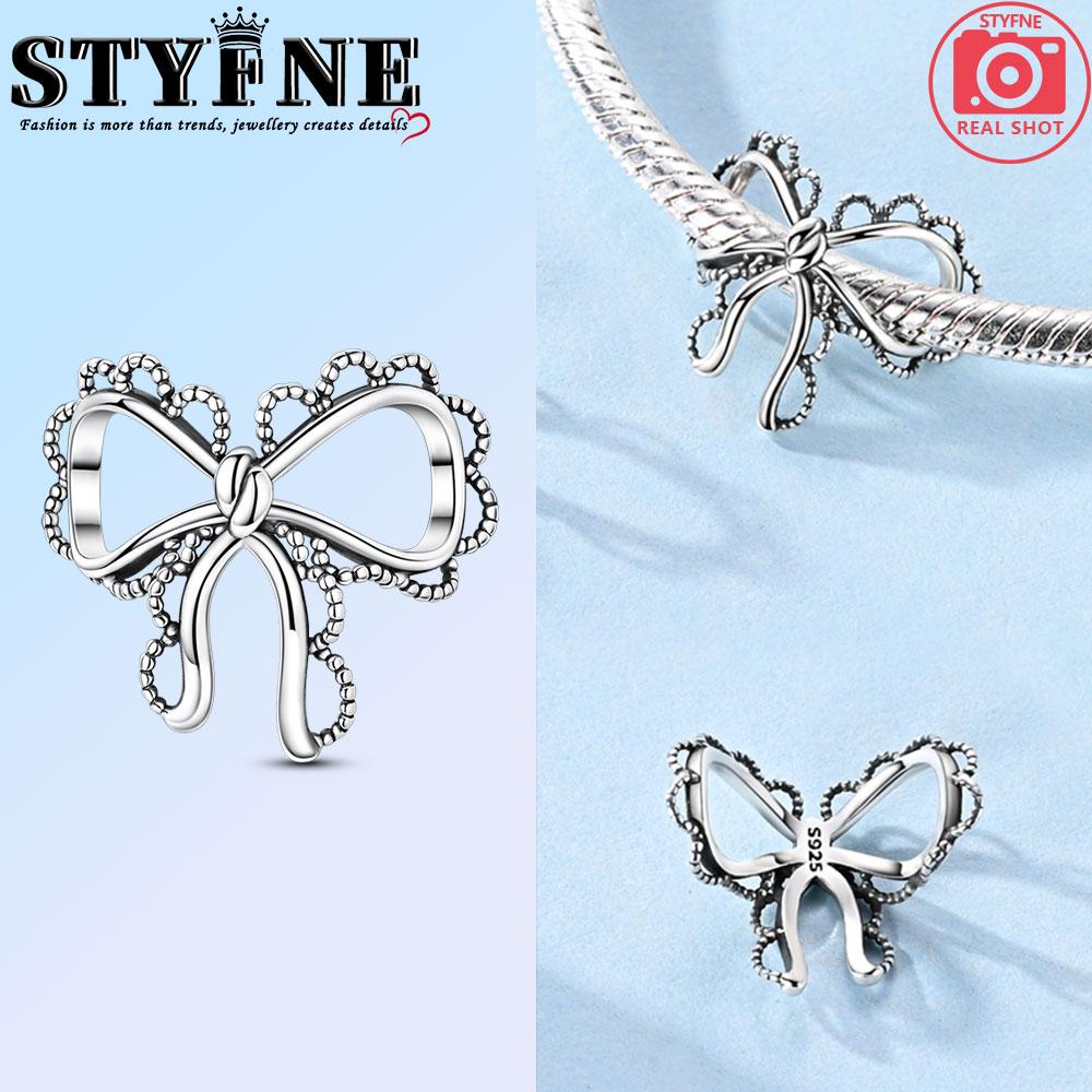 Copper Bow Charms Copper Pink Heart-Shaped Bow Pendants Charms Beads Fit Original Bangle Bracelets Diy Jewelry