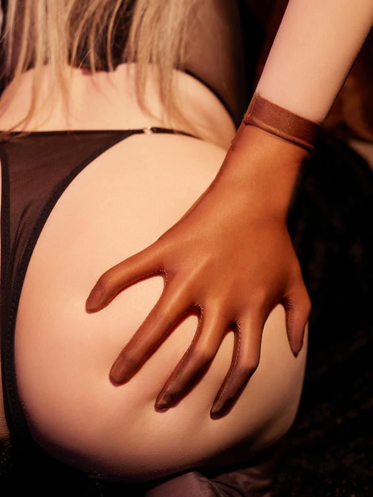 Sexy Damen Glatte Ölige Glänzende Kurze Handschuhe Bonbonfarbe Durchsichtige Tanzhandschuhe Fahren Ultradünne Sonnenschutzhandschuhe One Size brown