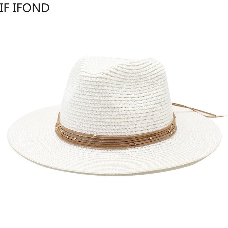 Big Size 60CM New Straw Hat 7cm Brim Summer Cooling Beach Sun Hat Outdoor Party Panama Jazz Hat Sombreros De Mujer