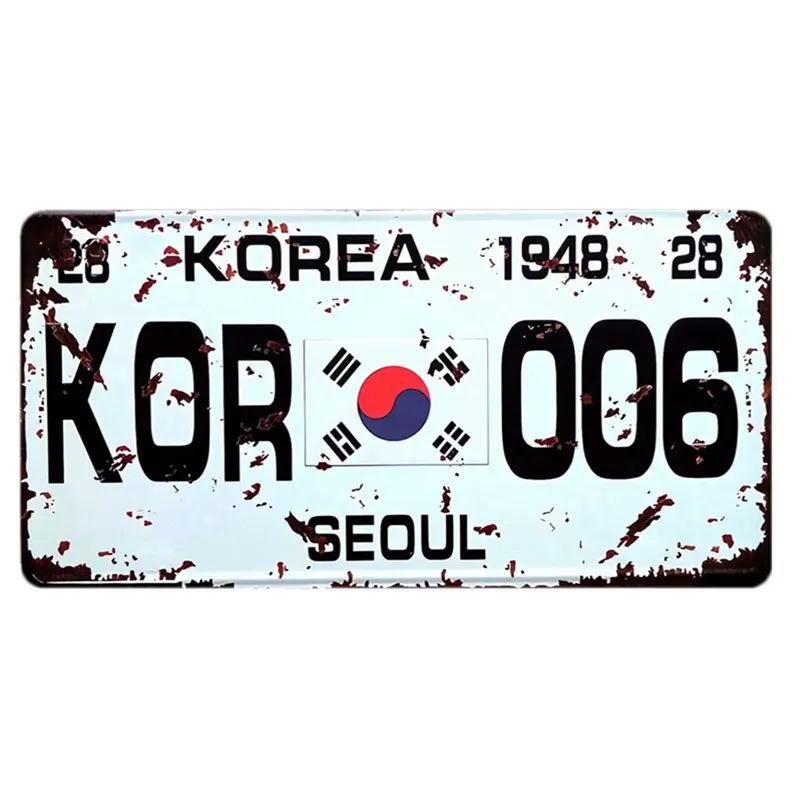China Korea Vintage Tin Plate, Metal Sign, Route 66, Retro Plauqe HK, Decorative Painting Gifts for Car,12x6 Inch,FBA-007