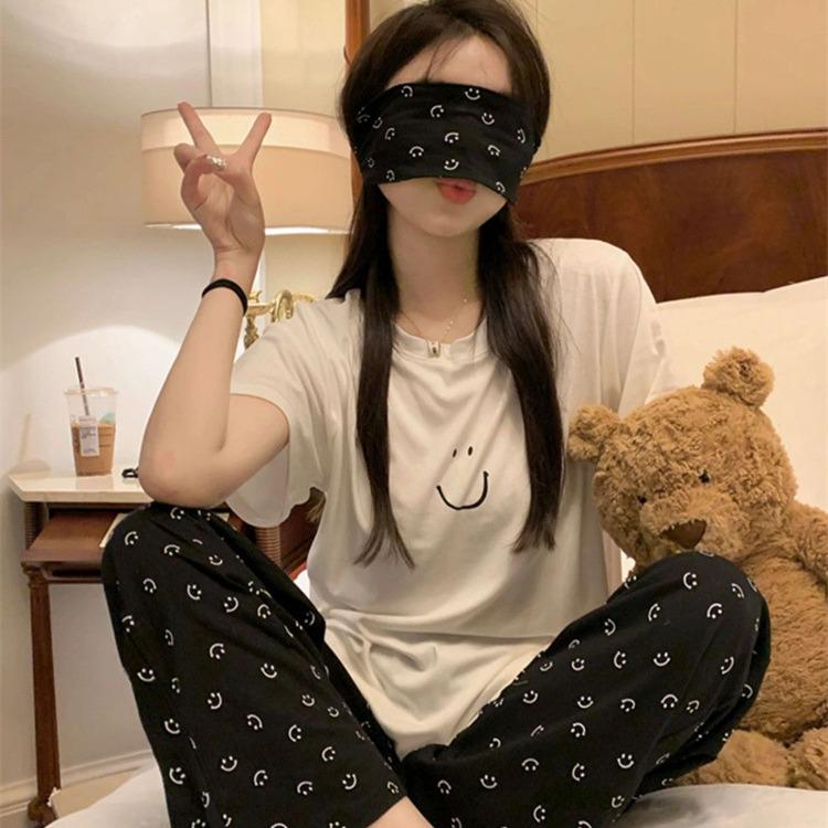 Women's Summer Cartoon Pajamas: Loose-Fit, Short-Sleeved, Casual National Tide for Cute Home Wear