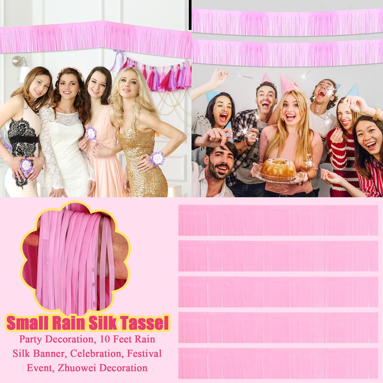 

Pink Rain Silk Banner Vibrant 10 Feet Tassel Garland Essential Party Celebration Festival Event Hanging Decor One Size