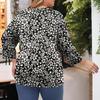 Women's Fashion Casual Print Round Neck 3/4 Sleeve T-Shirt Top