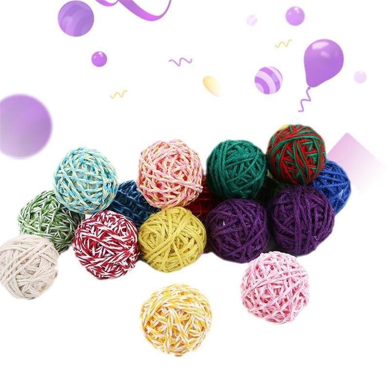 Haustier Katze Kätzchen Feder Sisal Ball Bunte Maus Kratzen Kauen Spielzeug