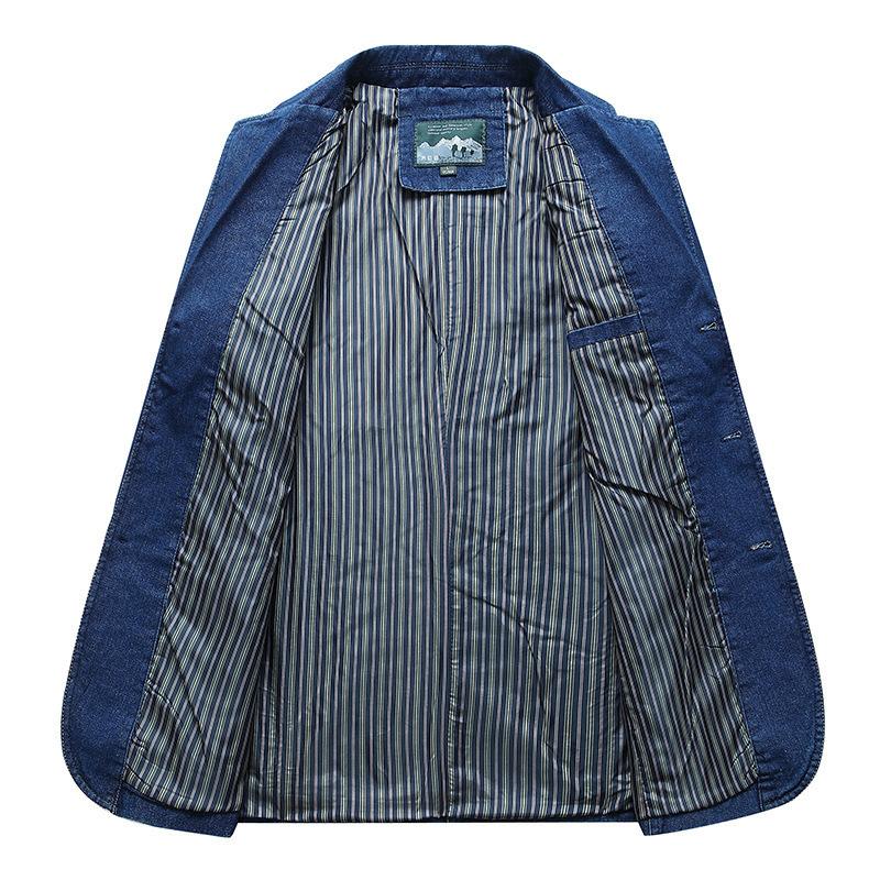 Herredress i denim Herre Casual Løs Stor Størrelse Ungdomsjakke Denimdraktjakke