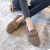 Fashion Crystal Metal Chains lambwool moccasins winter shoes woman warm curly fur flats female furry cotton snow boots shoes big size 43