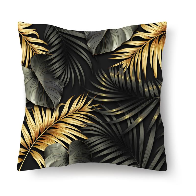 

Tropical plant ins pillowcase short plush mahogany car bed cushion cover 16x16Inch