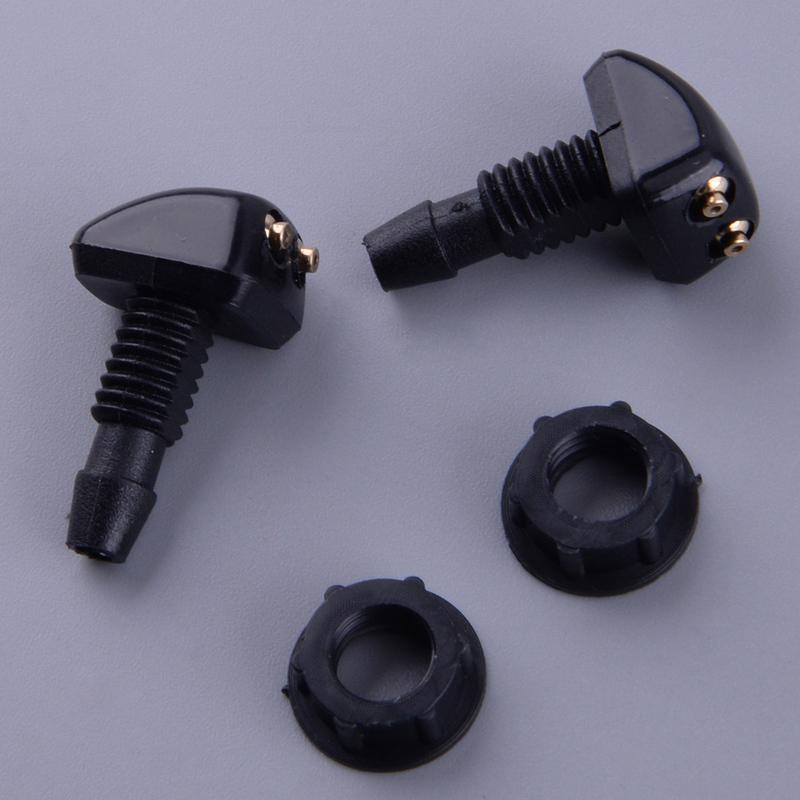 2pcs Universal Car Front Left Right Dual Holes Windshield Wiper Washer Water Spray Nozzle Jet Adjustable Black