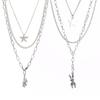 Three-Layer Metal Bear Star Clavicle Chain Women Birthday Party Jewelry Gift