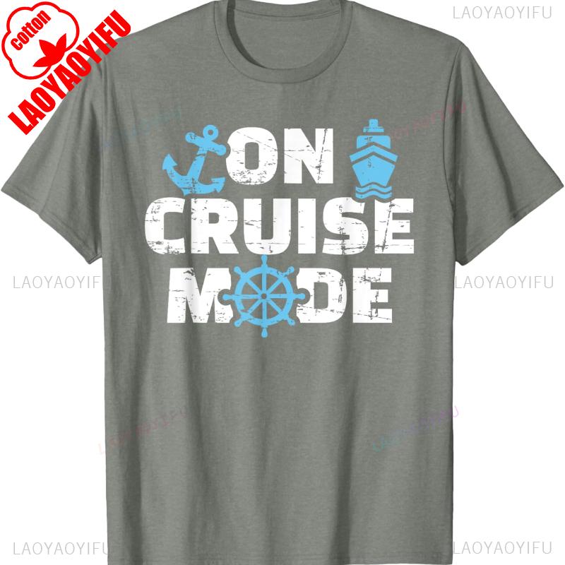 On Cruise Mode Letters Graphic TShirt High Quality Cotton Casual Style Crewneck Regular Short Sleeve Unisex Allmatch Shirts