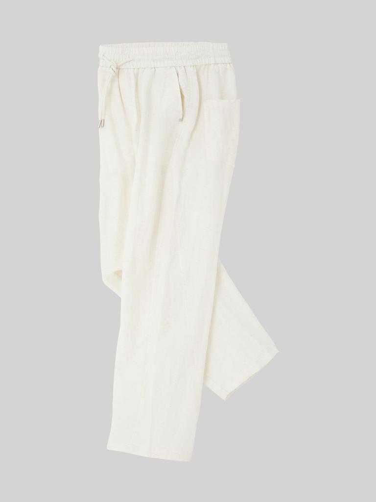 IKALOOK Sleeve Coated Linen Elastic Waist Pants Dpt150