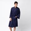 Men's Winter Solid Soft Lace-Up Shawl Bathrobe Long Sleeve Robe Coat