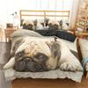 2/3Pcs 3D Cute Dog Print Duvet Cover Set (1 Duvet Cover + 1/2 Pillowcase ), Pug Dog Bedding Set For Bedroom Dorm Room