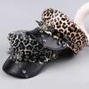 Punk Y2k Beret Hat Harajuku Flat Top Cap Fashion Rivet Leopard Hat for Girls