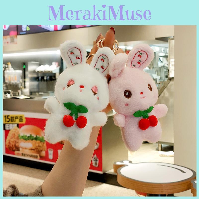 Charming And Fluffy Space Bunny Keychain In White And Blue For Stylish Backpacks