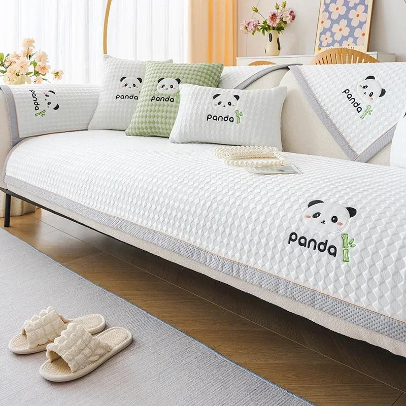 Summer Cool Sofa Cover Ice Silk Anti Slip Couch Covers Cooling Breathable Corner Sectional Sofa Slipcovers Sofa Towel Home Decor