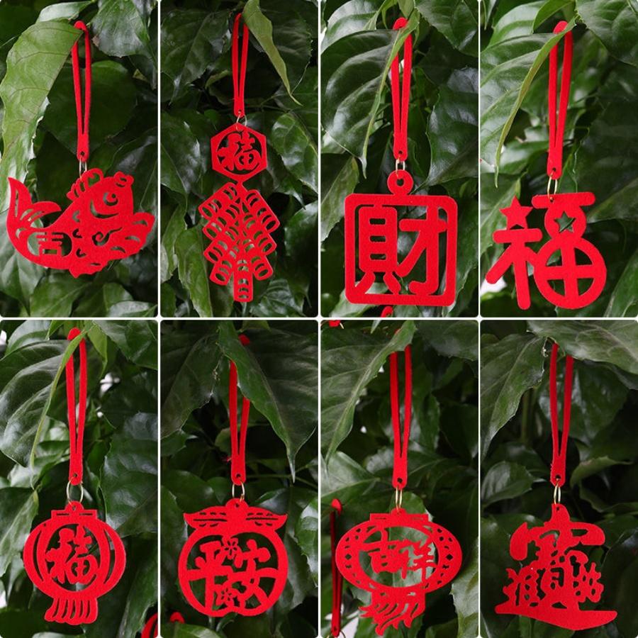 8pcs 2026 Year of the Horse Spring Festival Decoration Hanging Ornament Chinese Lunar New Year Lantern Firecracker Pendant