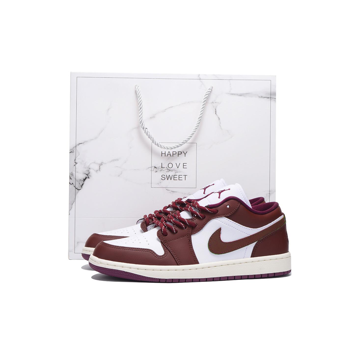 

Jordan Air Jordan 1 Slip Resistant And Abrasion Resistant Coverage Low top Vintage Basketball Shoes Women s Burgundy DC0774-161(Team-SBOX) 43