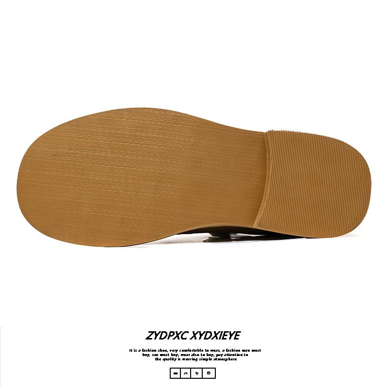 Derby shoes 2025 new British style lace-up yellow small leather shoes men's round head thick heel single shoes platform 177177-E