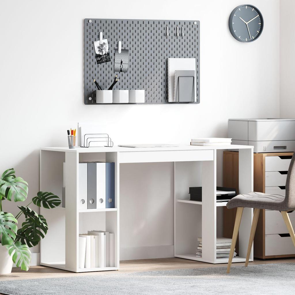 1 Creative design computer desk with double-layer open storage on both sides, bedroom vanity table, hallway storage table, 130 x 50.5 x 75 cm