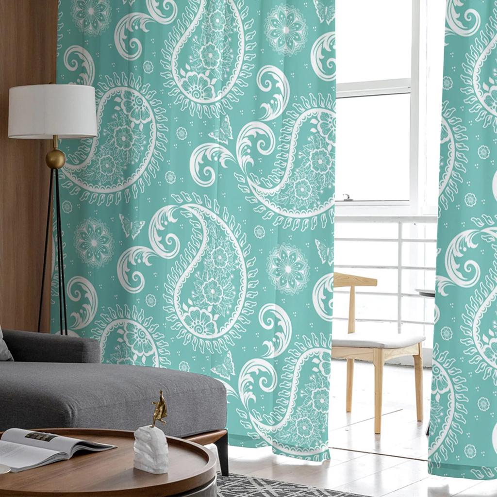 Paisley mønster Chiffon Tyll Gardiner for Stue Kjøkken Soverom Ren Voile Garn Vindu Behandling