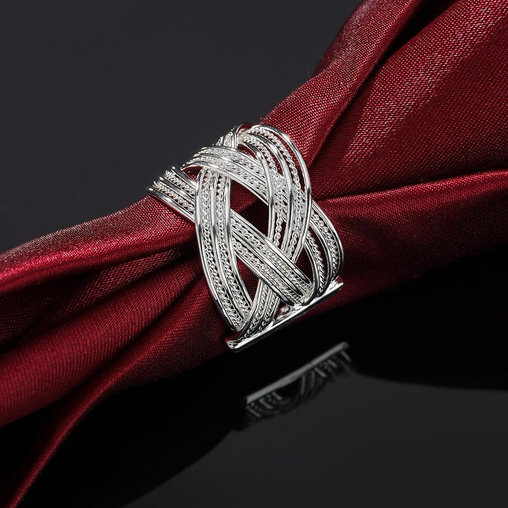 925 Sterling Silver Braided Open Ring Men And Women Wedding Jewelry