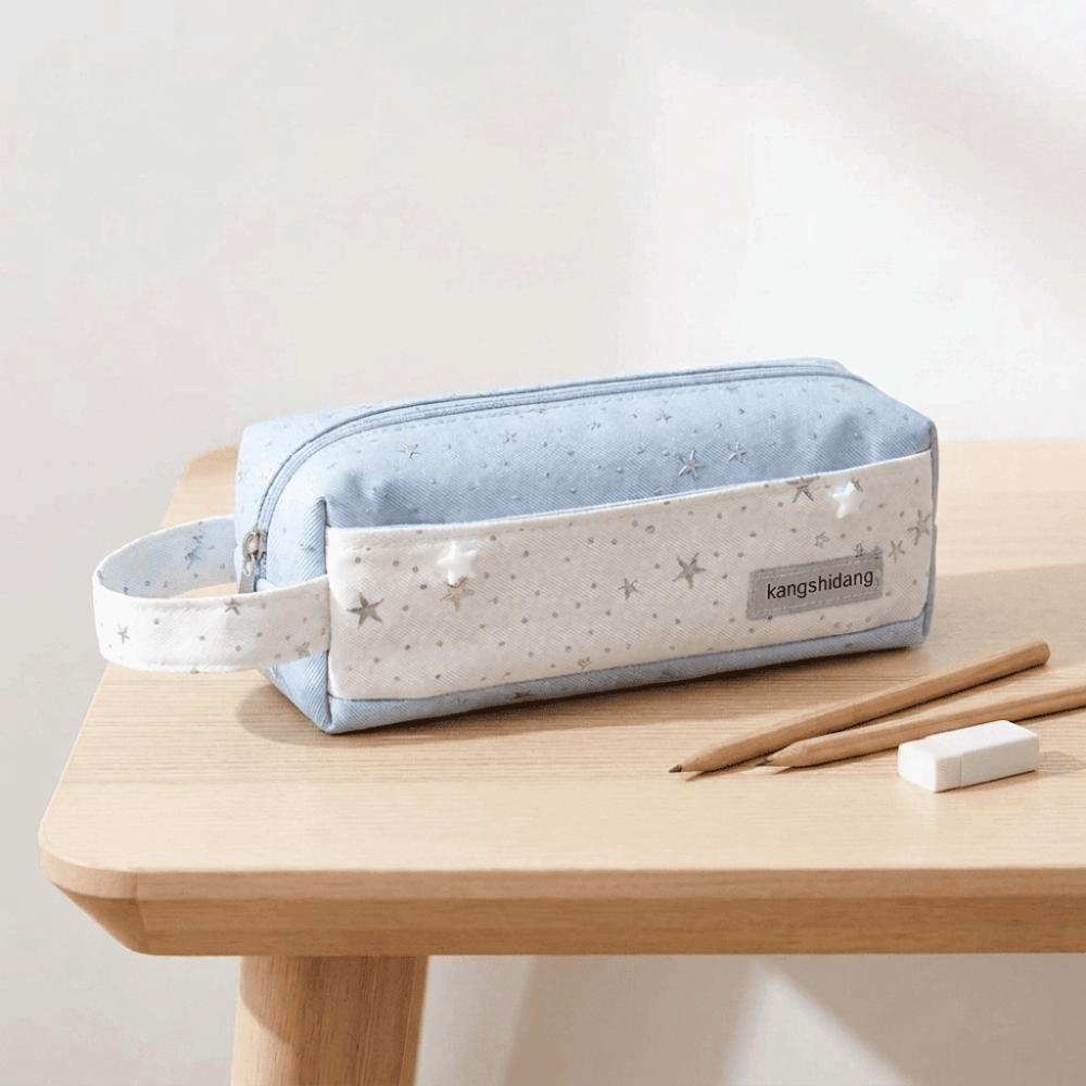Star Print Stationery Storage Bag Canvas Pen Purse Y2K Polka Dot Pencil Bag  School