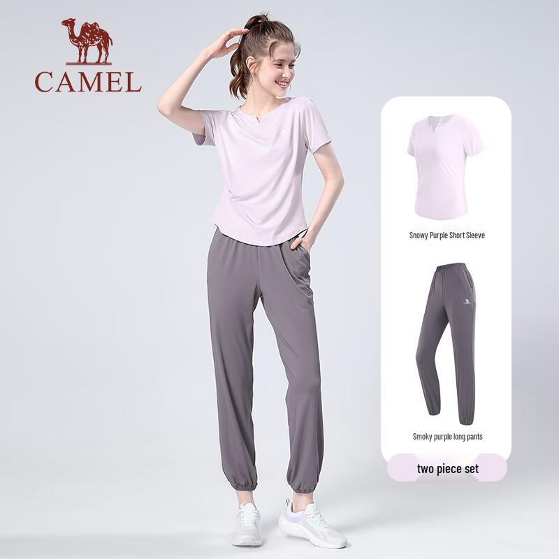 CAMEL Women s Yoga & Fitness Short Sleeve Set XXL