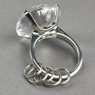 Women's Diamond Ring Keyring with 5 Transparent Rings