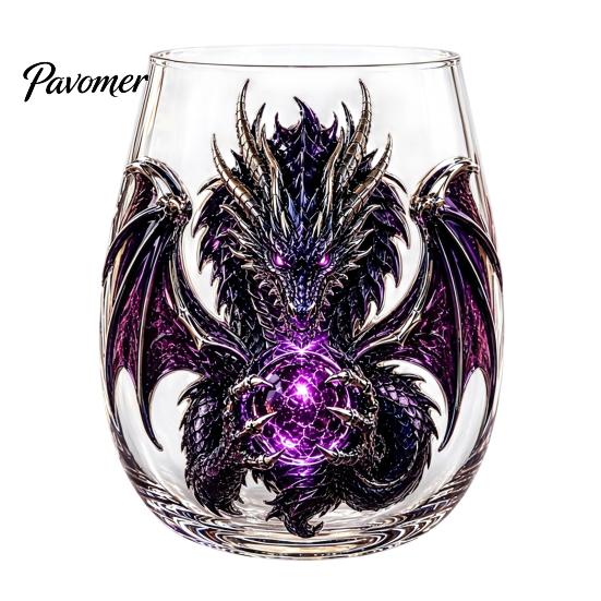 Stylish Beverage Container Dragon Pattern Glass Water Cup, Lead-free Drinking Glass, Mythical Creature Themed Cup for Iced Drinks Home Office