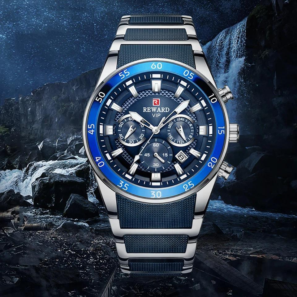 New Sport Watches for Men Fashion Silicone Stainless Steel Quartz Watches Waterproof Chronograph Wrist Watches