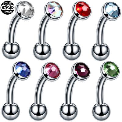 Lingchee 14G 8mm Τιτανίου με Εσωτερικό Σπείρωμα Μπανάνα Καμπυλωτή Μπάρα Κρύσταλλο Πετράδι Φρύδι Vagina Γεννητικό Piercing Κοσμήματα Σώματος