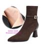 Krazing Pot Flock Pointed Toe Thin High Heels Modern Boots Size 42 Zip Plus Size Crystal Buckle Women Elastic Ankle Boots