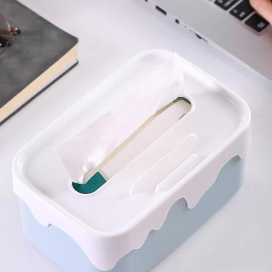 Rectangular Tissue Box Holder with Lid Large Capacity Universal Fit Tissue Container Car Napkin Holder Case