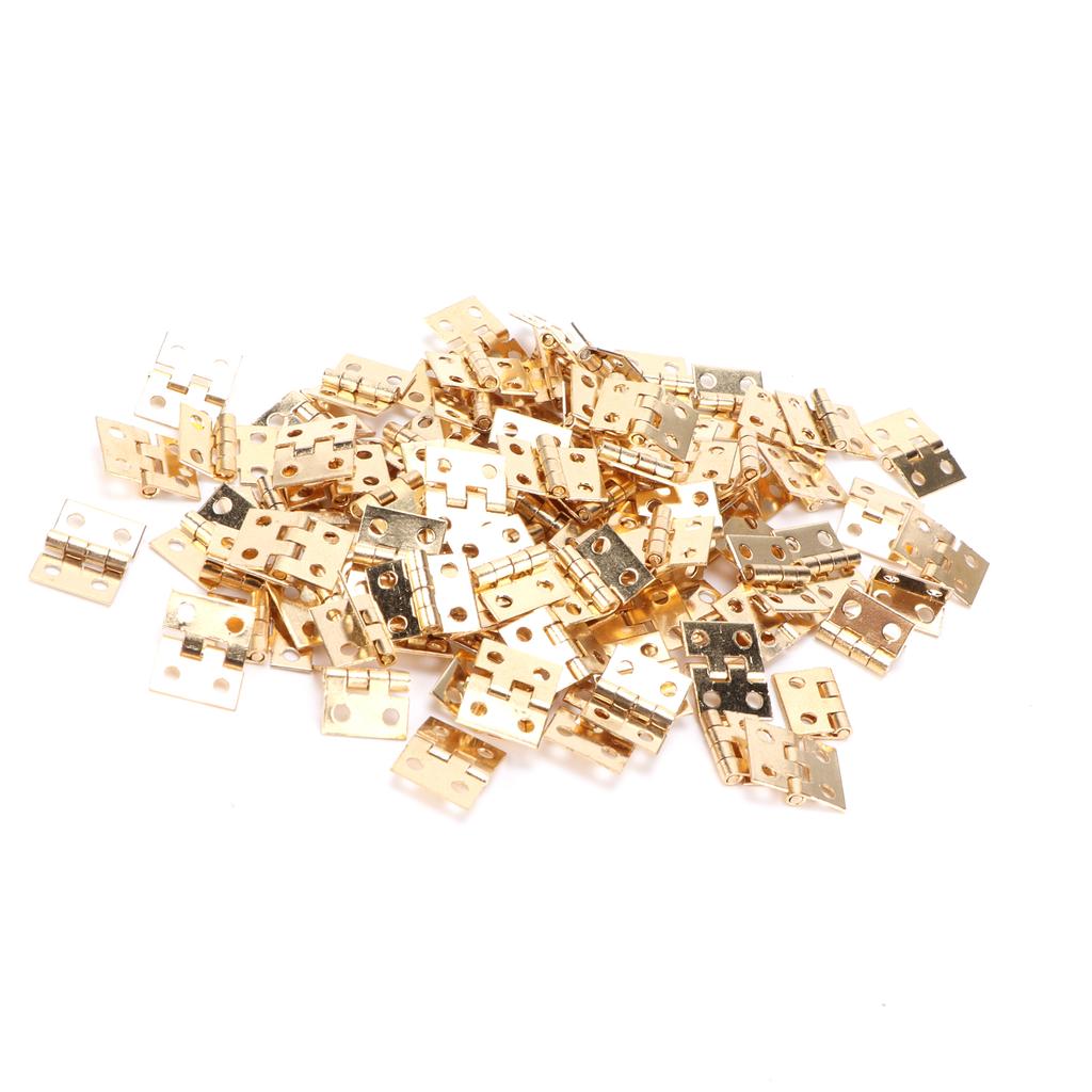 100 Stück Mini Scharnier Metall Retro Klein Metallzubehör mit Schraube für DIY Schmuckschatulle Gelb