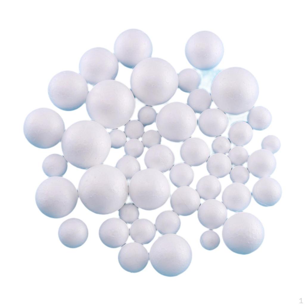 48x Foam Balls Sphere 6 Sizes Kids Round Polystyrene for Wedding Home Modeling Science