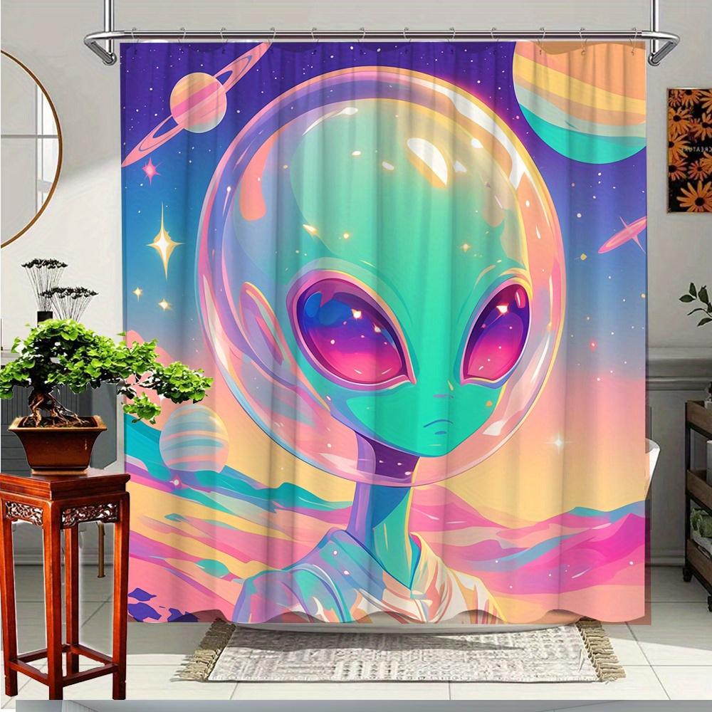 

1Pc Colorful Alien Space Shower Curtain - Vibrant Cosmic Design With Planets & Stars, Durable Polyester Fabric, 70.8X70.8 Inches W60H190(CM)-1 Pcs